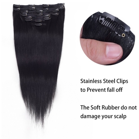 ✨Arie 16” 7pcs 100% HUMAN HAIR  BLACK CLIPINS *NWT main image 4
